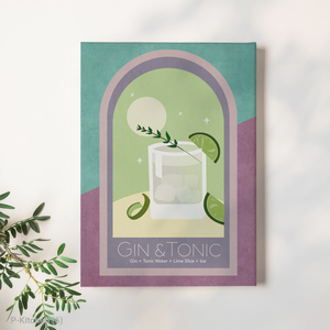 Decoración festiva para pared, ilustración de cóctel de gin y tónica, impresión artística moderna para pared de bar, decoración del hogar - Product Image 1