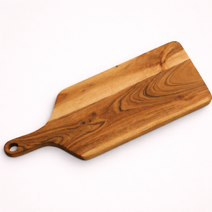 Planche à découper en bois élégante, épaisse et durable, compatible couteaux, finition lisse avec poignée, design élégant à grain de bois, idéale pour la cuisine - Product Image 1