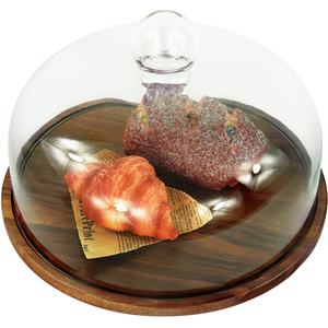 Cúpula para tartas, soporte de madera para tartas, cloche de cristal con base de madera, expositor de tartas, soporte para postres, bandeja de exhibición para panadería, cubierta para repostería - Product Image 3