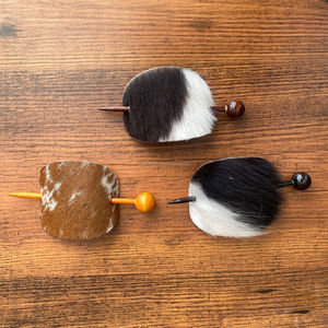 Nouveau gros de haute qualité en cuir de vachette luxe bâton de cheveux ovale chignon couverture avec des bâtons de cheveux en cuir véritable personnalisé pour les femmes - Product Image 3