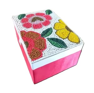 Polished Wood Crafts <b>Seed</b> Beads Beaded Embroidery Wine Box Gift Organizer Handmade Embroidered <b>Storage</b> Case - Product Image 6