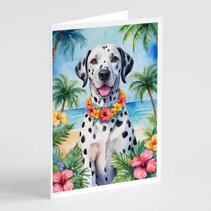 Whimsical Dalmatian Luau Tarjetas de felicitación Paquete de 8 tarjetas de nota en blanco con sobres A7 Tamaño 5x7 - Product Image 1
