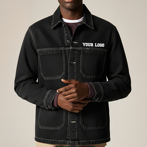 Chaqueta Vaquera Bordada Personalizada para Hombre, Corte Regular, Color Sólido, Cierre de Botones, Estilo Casual para Otoño, 100% Algodón Tejido - Product Image 4
