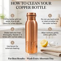 Dayanıklı, Sızdırmaz, 900 ml Saf Bakır, Çevre Dostu, Bulaşık Makinesinde Yıkanabilir, Klasik Tasarımlı Su Şişesi (Araba, Ofis, Spor Salonu, Yoga için)