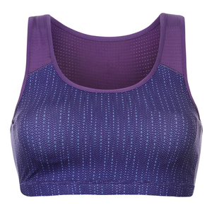 Women's Seamless Sports Bra Scoop Neck Medium Support Dot Pattern Yoga Breathable <b>Mesh</b> <b>Top</b> Purple - Product Image 5