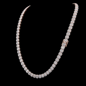 Chaîne tennis personnalisée en moissanite taille ronde et baguette, design élégant fait main, bijoux en diamant certifiés de qualité supérieure - Product Image 1