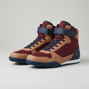 Chaussures de boxe montantes légères pour hommes et femmes, en maille respirante et cuir, avec semelle antidérapante flexible toutes saisons pour la cheville - Product Image 1