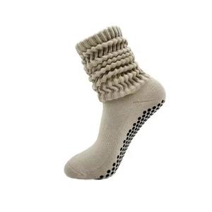 Woven Label <b>Slouch</b> Grip <b>Socks</b> Custom Logo <b>Women</b> Yoga Ballet Dance Compression Tube Crew Custom Pilates <b>Socks</b> OEM High Quality - Product Image 4