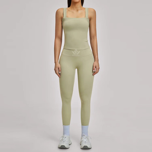 Conjunto de yoga para mujer, suave como la mantequilla, leggings de cintura alta, pantalones de pierna ancha, pantalones cortos, camiseta sin mangas, ropa deportiva elástica para gimnasio, fitness, pilates - Product Image 4