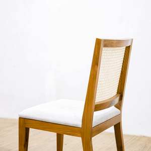 Chaise de salle à manger moderne, écologique et durable, en bois et rotin, avec dossier en osier et coussin moelleux, pour la cuisine, la salle à manger et le restaurant - Product Image 5