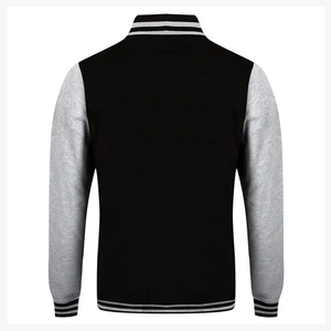 Men's <b>Black</b> Red Varsity Jacket Regular Fit Turn-down Collar Button Closure Casual Style Autumn Wear - Product Image 6