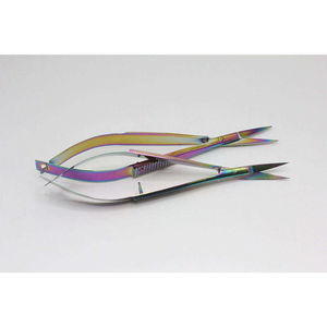 Tijeras Profesionales de Acero Inoxidable con Hoja Curva y Punta Afilada para Recortar Cutículas y Cejas, para Diestros, con Mango de Acero - Product Image 1