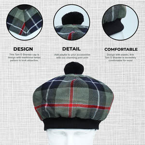 Chapeau écossais en laine à pompon, motif tartan des Jones, style Tam o' Shanter, pour famille de clan écossais, vente en gros personnalisée - Product Image 4