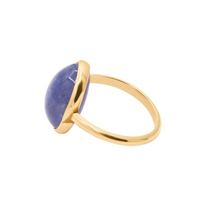 Bague classique d'anniversaire faite à la main en or jaune 14 carats avec tanzanite naturelle taille ovale et sertissage clos certifié, bijoux pour femme - Product Image 4