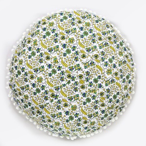 Funda para Cojín de Suelo, Puff con Diseño de Plumas de Pavo Real y Mandala, 100% Algodón, Múltiples Colores, Decoración del Hogar, Hecho a Mano por Consignatarios Indios - Product Image 4