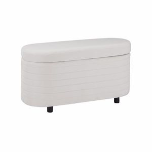 Panca e Pouf Multifunzionale in Velluto Bianco con Vano Contenitore - Product Image 6