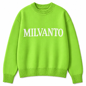 Pull en tricot pour homme vert à logo personnalisé, très vendu |   Pull à col rond à manches longues de qualité supérieure |   Pull en tricot avec logo de marque - Product Image 6