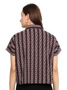 Women Black Geometrical Printed Cotton Summer Regular Fit Casual Street Style Daily Wear Kurta/<b>Kurti</b> - Product Image 4