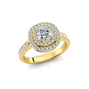 แหวนแต่งงานเพชรเม็ดเดี่ยวทรงคุชชั่น 1 กะรัต สี D ระดับความสะอาด VVS เพชรเลี้ยงในห้องปฏิบัติการ ทอง 14K 18K ประดับเพชรไมโครเพฟ 36 เม็ด - Product Image 4