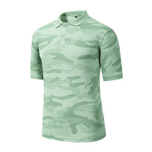 เสื้อโปโลแขนสั้นลายพรางสีเขียวสำหรับผู้ชาย แห้งเร็ว ผ้าถัก โพลีเอสเตอร์ 100% สวมใส่สบาย ทรงปกติ - Product Image 2