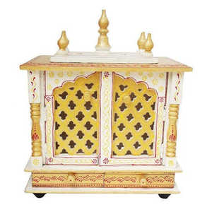 Handcrafted Wooden Rectangle Hindu Temple Wall Hanging 2 Durable Drawer Indian Hand Painted <b>Mandir</b> Structure Diwali Retirement - Product Image 5
