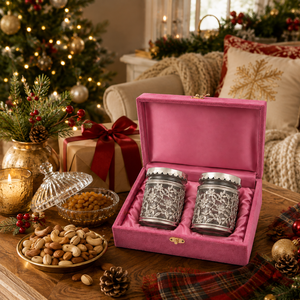 Elegant Indian Decor Glass Dry Fruit Jar Set with Floral Silver Finish Holder Premium Christmas <b>Gift</b> Container <b>Festive</b> Hampers - Product Image 3