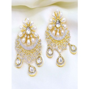 Pendientes de Lujo de Primera Calidad, Chapados en Oro, con Circonitas, para Mujer, para Fiestas Nocturnas, a la Moda - Product Image 1