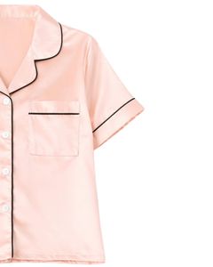 Conjunto de Pijama de Satén Color Durazno Claro Personalizado para Mujer, Manga Corta, con Botones, Estilo Seda, Dos Piezas, Ropa de Dormir, Pantalones Cortos - Product Image 4
