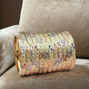 Bracelet en or plaqué trois tons en gros, bracelets tendance, bracelets en or multicolores, bijoux trois tons, bijoux bracelets tricolores - Product Image 3