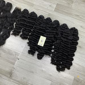 Haute qualité vague profonde brut vietnamien cheveux humains Double dessiné Machine trame naturel noir faisceau doux Curl vague Extensions - Product Image 3