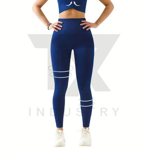 High Waist Ribbed Yoga <b>Leggings</b> Full Length Seamless Spandex/<b>Nylon</b> Four-Way Stretch Quick Dry Eco-Friendly Breathable Women - Product Image 6