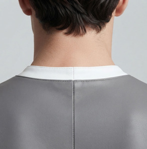 Men Leather Short Sleeve <b>T</b> <b>Shirt</b> Premium Quality Mens Stand <b>Collar</b> Leather Tee <b>Shirts</b> Men Leather Short Sleeve <b>T</b>-<b>Shirt</b> - Product Image 5