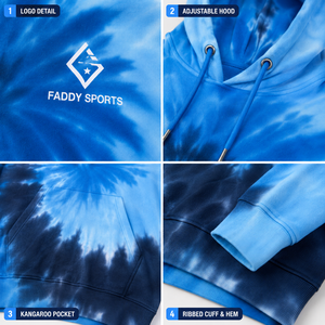 Sweat-shirt à capuche tie-dye bleu personnalisé de haute qualité avec logo, pour hommes et femmes, style streetwear, coupe oversize, en polaire, vente en gros - Product Image 6