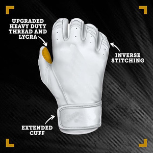 Customized Logo Color Cabretta Leather Left-Handed Baseball Batting Gloves Hook Loop Closure Eco-Friendly Short Cuff Soft Gloves - Product Image 3