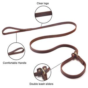 Collier et laisse pour chien en cuir de vache souple de haute qualité / Laisse en cuir souple roulé fait main avec quincaillerie en laiton massif - Product Image 4