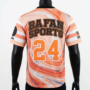 Camiseta 100% algodón para hombre, corte holgado, estampada, camiseta de béisbol para hombre, 180 GSM, poliéster suave, naranja, logotipo personalizado - Product Image 5