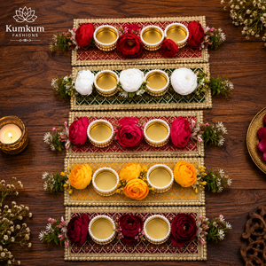 Camino de Mesa Hecho a Mano de Moda con Portavelas para Diwali, Navidad, Bodas, Regalo Festivo, Decoración para el Hogar - Product Image 2