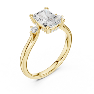 Bague Solitaire Élégante en Or Jaune Taille Émeraude, Bijoux de Mariage et de Fiançailles de Luxe, Bagues de Mode Personnalisées en Gros pour Femmes - Product Image 3