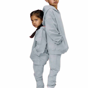 Conjunto Deportivo para Niños, Sudadera con Capucha Gris, Pantalones Deportivos Holgados de Algodón, Dos Piezas, Ropa Casual de Otoño para Niños Unisex 2027 - Product Image 1