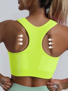 Ladies Scoop Neck Gym Sports <b>Bra</b> | Breathable Mesh Back Workout Crop <b>Cami</b> | Nylon Elastane Compression Training Sport <b>Bra</b> - Product Image 2