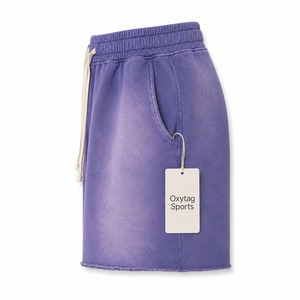 Shorts de survêtement personnalisés pour hommes, style vintage, en molleton délavé à l'acide, avec ourlet brut, coupe oversize, cordon de serrage, en French Terry épais, décontractés - Product Image 2