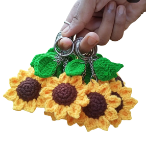 Handmade Macrame <b>Key</b> Chain Good Sunflower Wool Pendant Woman's Car <b>Bag</b> Accessories Floral Keychain Gift Use Steel <b>Ring</b> - Product Image 2
