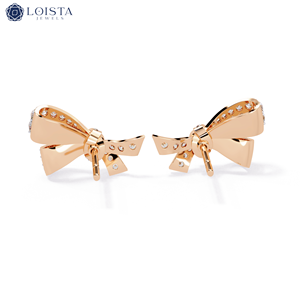Pendientes de Diamantes Cultivados en Laboratorio, Oro Sólido, Pendientes de Aro Infinito Trenzado con Diamantes de Laboratorio, Joyería, Regalos, Venta al por Mayor - Product Image 3