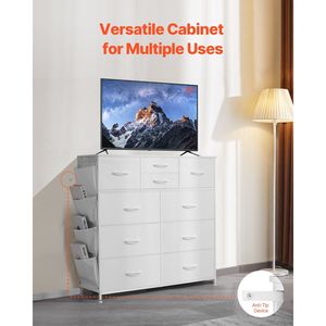 Commode en tissu à 10 tiroirs avec poignée facile à tirer, structure en acier robuste et bacs de rangement pour le rangement dans le placard - Product Image 6