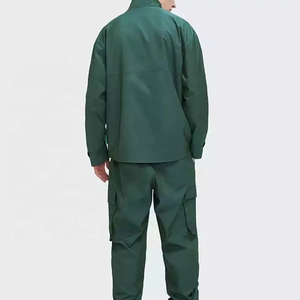 Men's Winter Solid Casual Windbreaker <b>Jacket</b> and Pant Polyester Activewear Set Embellishments Quick Dry Training Suit - Product Image 3