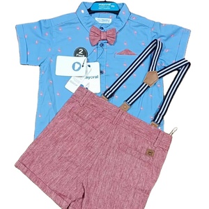 Mameluco informal con estampado floral para niños, Mono corto de verano de marca de gama alta con conjunto de botones superiores, pantalones cortos excedentes - Product Image 2