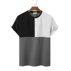 Wholesale Blank Plain Color Block T Shirt Cotton <b>Polyester</b> T-shirt Mens <b>Tshirts</b> White Black Casual Clothing Tees Tops - Product Image 2