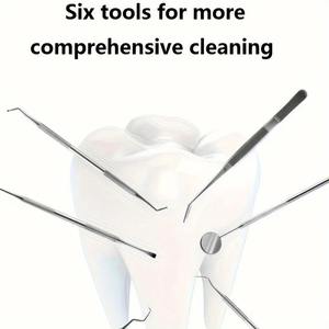 Kit de miroir buccal pour le nettoyage dentaire, outils d'hygiène buccale ergonomiques en acier inoxydable, nettoyeurs interdentaires, cure-dents par Dentavex - Product Image 5