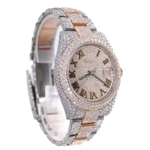 Reloj de cuarzo premium para hombre con diamantes de moissanita, elegante reloj de pulsera para uso diario, a la moda y casual - Product Image 2