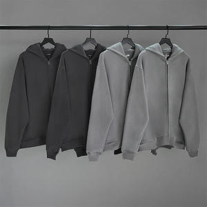 Sudaderas con Capucha de Corte Cuadrado, Tejido Grueso, 100% Algodón, con Cuello Alto y Logotipo Frontal, Diseño de Cremallera Personalizable para Mujer - Product Image 1